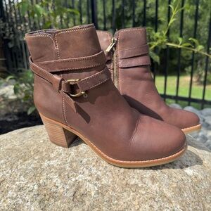 Sperry Top Sider Chelton Brown Leather Zip Ankle Boots Womens Size 7.5M Casual